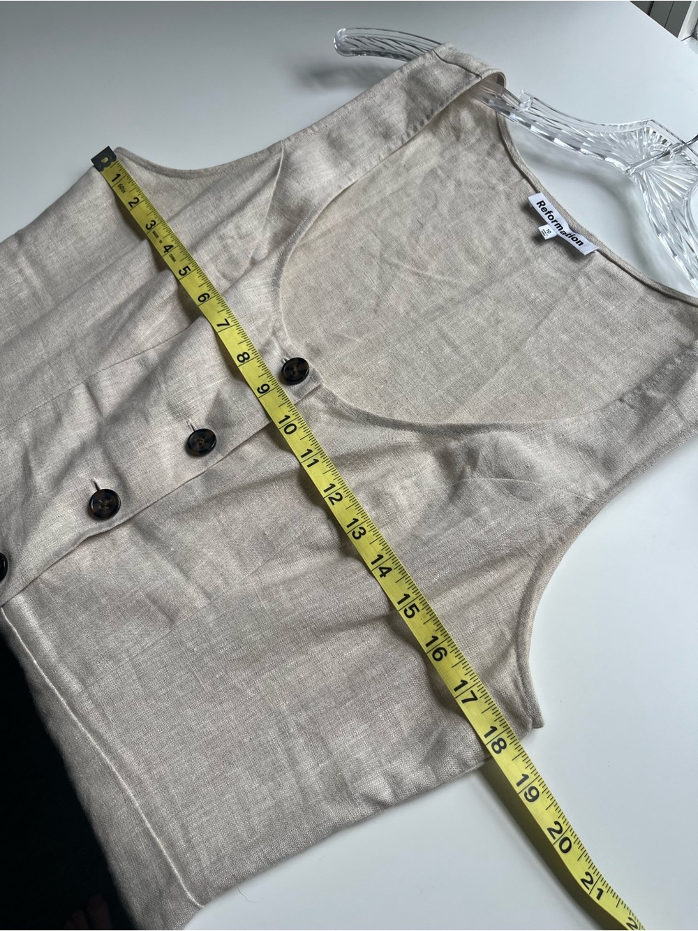 Reformation Jill Mini Dress 100% Linen Sleeveless Button Down 10 Beige - Picture 8 of 10